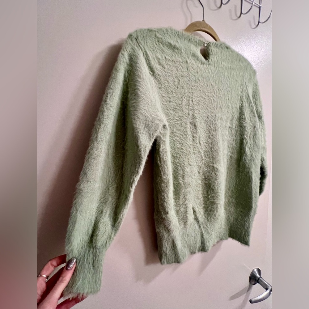 Anthropologie Rosie Neira | Women’s Mint Green 3/4 Length Crew Neck Sweater - Picture 6 of 11